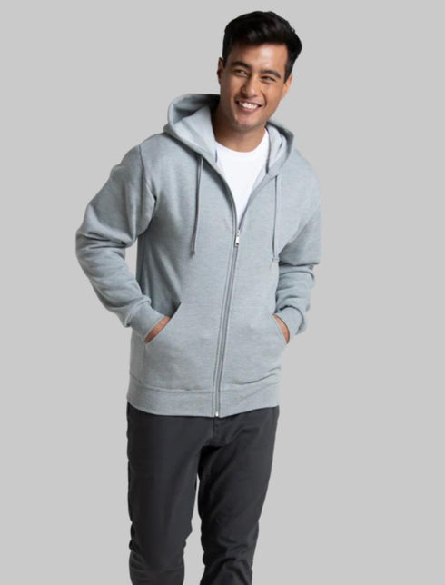 FRUIT OF THE LOOM EVERSOFT FLEECE FULL ZIP HOODIE SWEATSHIRT